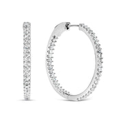 Bids.com 14K White Gold 1.0 Cttw Princess Diamond Inside Out Hoop Earrings (H-I Color, I1-I2 Clarity) - 23 MM Earrings