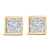 Bids.com 14K Yellow Gold 1.0 Cttw Princess Cut Diamond Composite Stud Earrings with Screw Backs (J-K Color, SI1-SI2 Clarity) Earrings