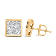 Bids.com 14K Yellow Gold 1.0 Cttw Princess Cut Diamond Composite Stud Earrings with Screw Backs (J-K Color, SI1-SI2 Clarity) Earrings