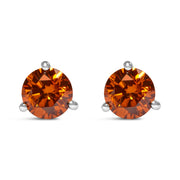 Bids.com 14K White Gold 1/2 Cttw Lab-Grown Round Brilliant-Cut Orange Diamond Classic 3-Prong Martini set Stud Earrings (Orange Color, VS1-VS2 Clarity) Earrings