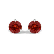 Bids.com 14K White Gold 3/4 Cttw Red Lab-Grown Diamond Classic 3-Prong Martini Set Solitaire Stud Earrings Earrings