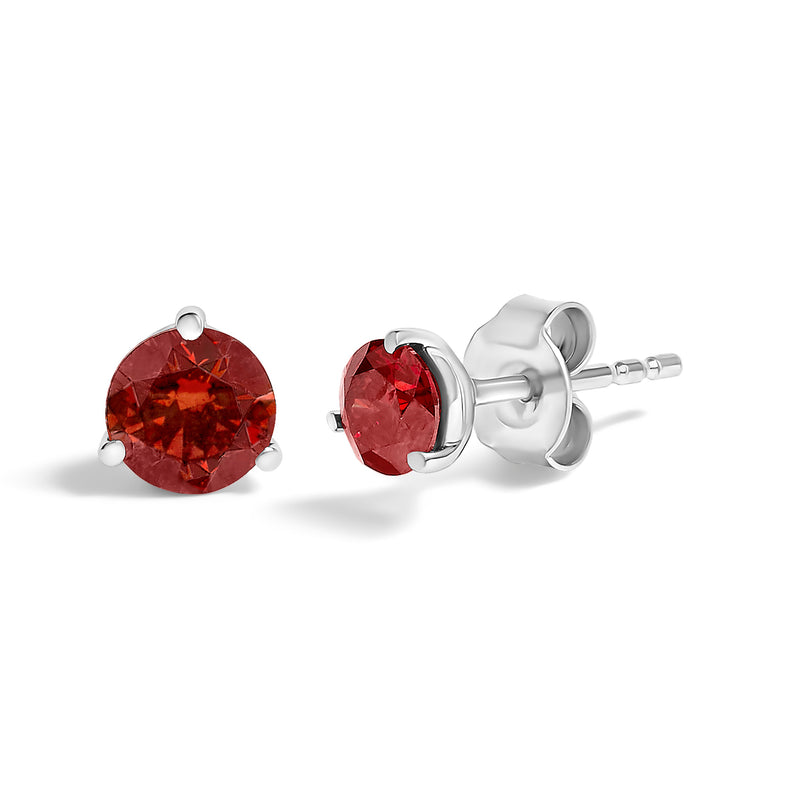 Bids.com 14K White Gold 3/4 Cttw Red Lab-Grown Diamond Classic 3-Prong Martini Set Solitaire Stud Earrings Earrings