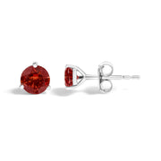 Bids.com 14K White Gold 3/4 Cttw Red Lab-Grown Diamond Classic 3-Prong Martini Set Solitaire Stud Earrings Earrings