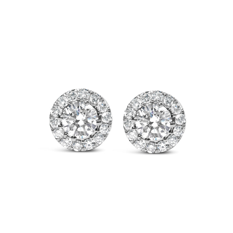 Bids.com 14K White Gold 3.0 Cttw Lab-Grown Diamond Hidden Halo Stud Earrings Earrings