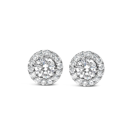 Bids.com 14K White Gold 3.0 Cttw Lab-Grown Diamond Hidden Halo Stud Earrings Earrings