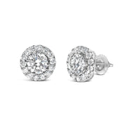 Bids.com 14K White Gold 3.0 Cttw Lab-Grown Diamond Hidden Halo Stud Earrings Earrings
