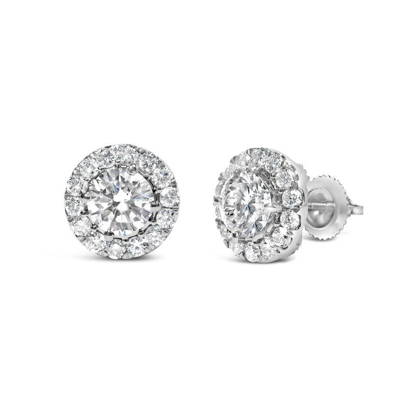 Bids.com 14K White Gold 3.0 Cttw Lab-Grown Diamond Hidden Halo Stud Earrings Earrings