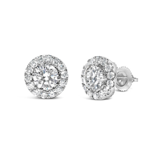 Bids.com 14K White Gold 3.0 Cttw Lab-Grown Diamond Hidden Halo Stud Earrings Earrings
