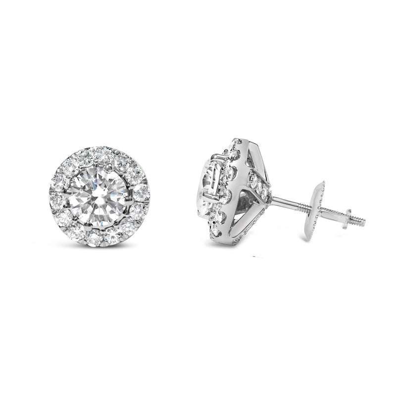 Bids.com 14K White Gold 3.0 Cttw Lab-Grown Diamond Hidden Halo Stud Earrings Earrings