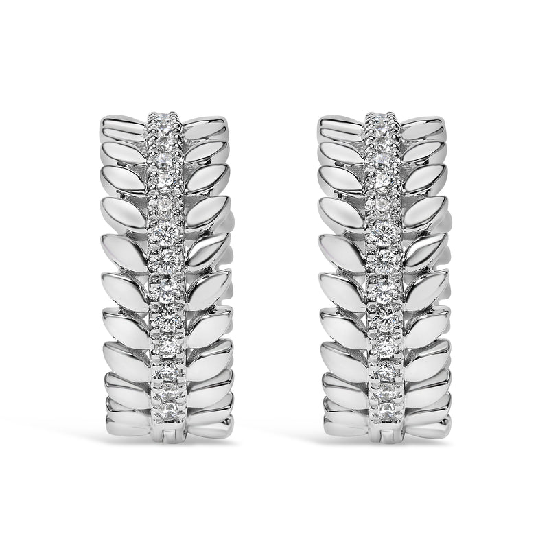 Bids.com 14K White Gold 1/4 Cttw Lab Grown Diamond Leafy Wreath Hoop Earrings (F-G Color, VS1-VS2 Clarity) Earrings