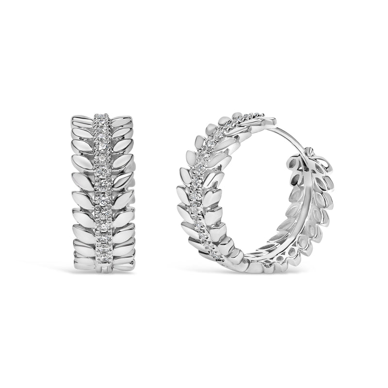 Bids.com 14K White Gold 1/4 Cttw Lab Grown Diamond Leafy Wreath Hoop Earrings (F-G Color, VS1-VS2 Clarity) Earrings