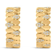 Bids.com 14K Yellow Gold Plated .925 Sterling Silver 3/8 Cttw Diamond Pave Pear Link J Hoop Earrings (H-I Color, I1-I2 Clarity) Earrings
