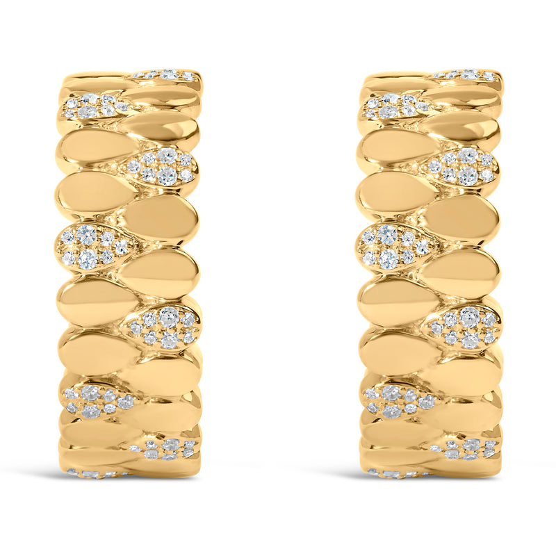 Bids.com 14K Yellow Gold Plated .925 Sterling Silver 3/8 Cttw Diamond Pave Pear Link J Hoop Earrings (H-I Color, I1-I2 Clarity) Earrings