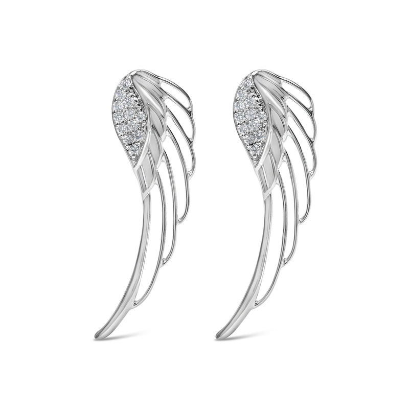 Bids.com 14K White Gold 1/4 Cttw Lab Grown Diamond Angel Wing Stud Earrings (F-G Color, VS1-VS2 Clarity) Earrings