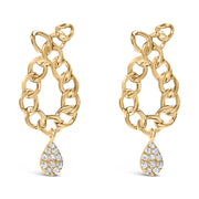 Bids.com 14K Yellow Gold Plated .925 Sterling Silver 1/10 Cttw Diamond Chain Link Teardrop Dangle Earrings (H-I Color, I1-I2 Clarity) Earrings