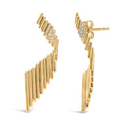 Bids.com 14K Yellow Gold Plated .925 Sterling Silver Sculpted Diamond Accent Drop Earrings (H-I Color, I1-I2 Clarity) Earrings