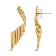 Bids.com 14K Yellow Gold Plated .925 Sterling Silver Sculpted Diamond Accent Drop Earrings (H-I Color, I1-I2 Clarity) Earrings
