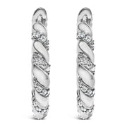 Bids.com 14K White Gold 1 1/5 Cttw Lab Grown Diamond Swirl Design 1" Inch Hoop Earrings (F-G Color, VS1-VS2 Clarity) Earrings