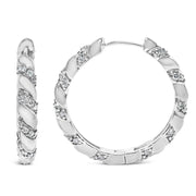 Bids.com 14K White Gold 1 1/5 Cttw Lab Grown Diamond Swirl Design 1" Inch Hoop Earrings (F-G Color, VS1-VS2 Clarity) Earrings