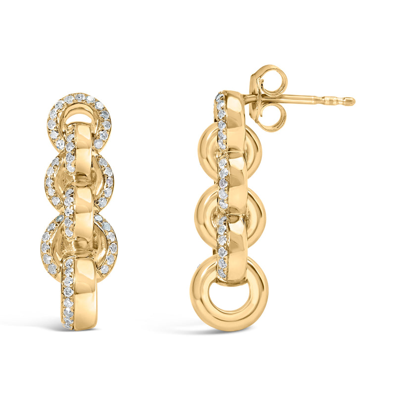 Bids.com 14K Yellow Gold Plated .925 Sterling Silver 1/2 Cttw Diamond Chain Link Drop Earrings (H-I Color, I1-I2 Clarity) Earrings