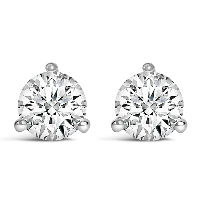 Bids.com 14K White Gold 2.0 Cttw 3-Prong Martini Set Brilliant Round-Cut Solitaire Lab Grown Diamond Screwback Stud Earrings (F-G Color, VS1-VS2 Clarity) Earrings
