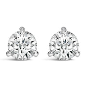 Bids.com 14K White Gold 2.0 Cttw 3-Prong Martini Set Brilliant Round-Cut Solitaire Lab Grown Diamond Screwback Stud Earrings (F-G Color, VS1-VS2 Clarity) Earrings