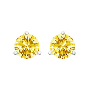 Bids.com 14K White Gold 3-Prong Martini Set 1.0 Cttw Yellow Lab Grown Diamond Solitaire Stud Earrings Earrings