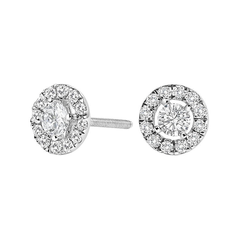 Bids.com 14K White Gold 3/4 Cttw Lab-Grown Diamond Floating Halo Stud Earring (F-G Color, VS1-VS2 Clarity) Earrings