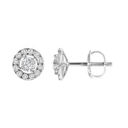 Bids.com 14K White Gold 3/4 Cttw Lab-Grown Diamond Floating Halo Stud Earring (F-G Color, VS1-VS2 Clarity) Earrings
