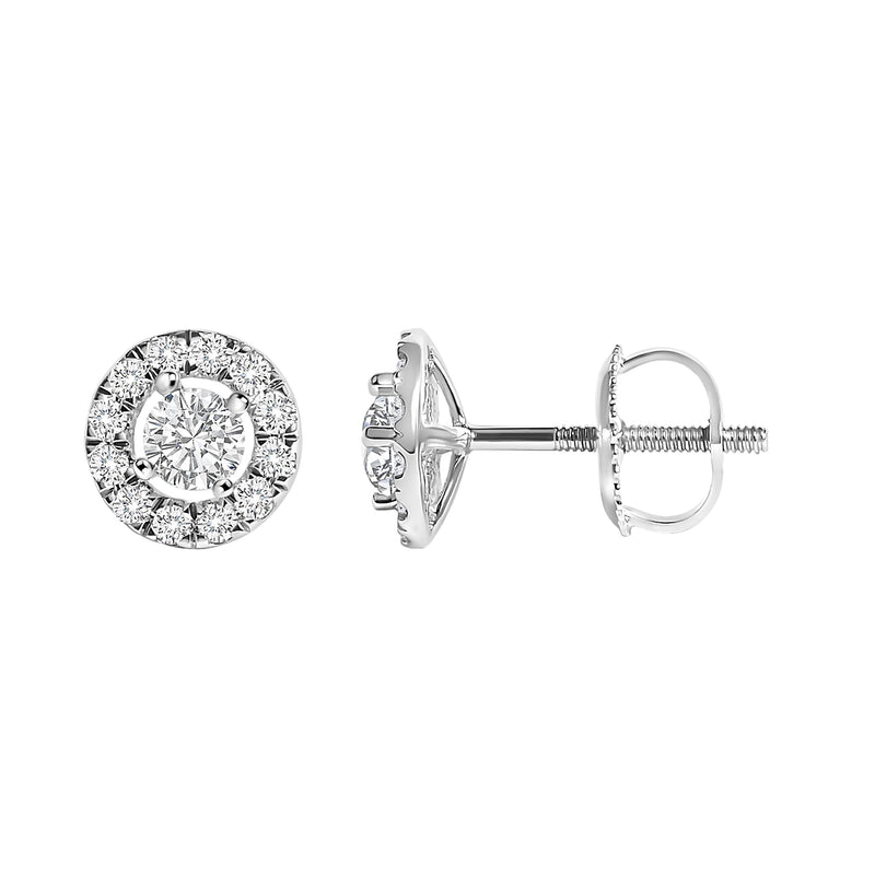 Bids.com 14K White Gold 3/4 Cttw Lab-Grown Diamond Floating Halo Stud Earring (F-G Color, VS1-VS2 Clarity) Earrings