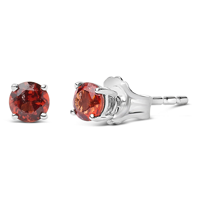 Bids.com .925 Sterling Silver 3.5 MM Created Round Red Garnet Solitaire Stud Earrings Earrings
