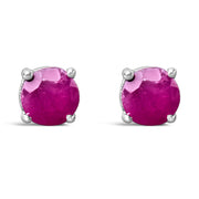 Bids.com .925 Sterling Silver 3.5 MM Created Round Red Garnet Solitaire Stud Earrings Earrings