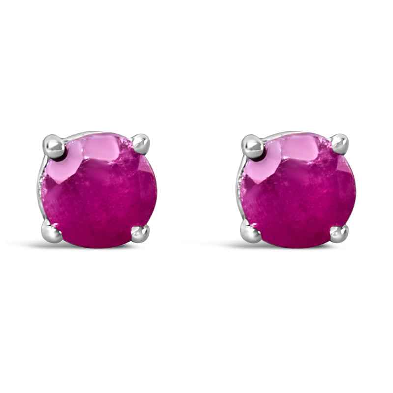 Bids.com .925 Sterling Silver 3.5 MM Created Round Red Garnet Solitaire Stud Earrings Earrings