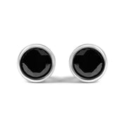 Bids.com .925 Sterling Silver 4.00 Cttw Round Brilliant-Cut Black Diamond Bezel-Set Stud Earrings with Screw Backs (Fancy Color-Enhanced, I2-I3 Clarity) Earrings