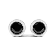 Bids.com .925 Sterling Silver 4.00 Cttw Round Brilliant-Cut Black Diamond Bezel-Set Stud Earrings with Screw Backs (Fancy Color-Enhanced, I2-I3 Clarity) Earrings