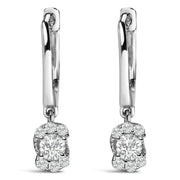 Bids.com Sterling Silver 1/2 Cttw Lab Grown Diamond Floral Cluster Drop Earrings Earrings