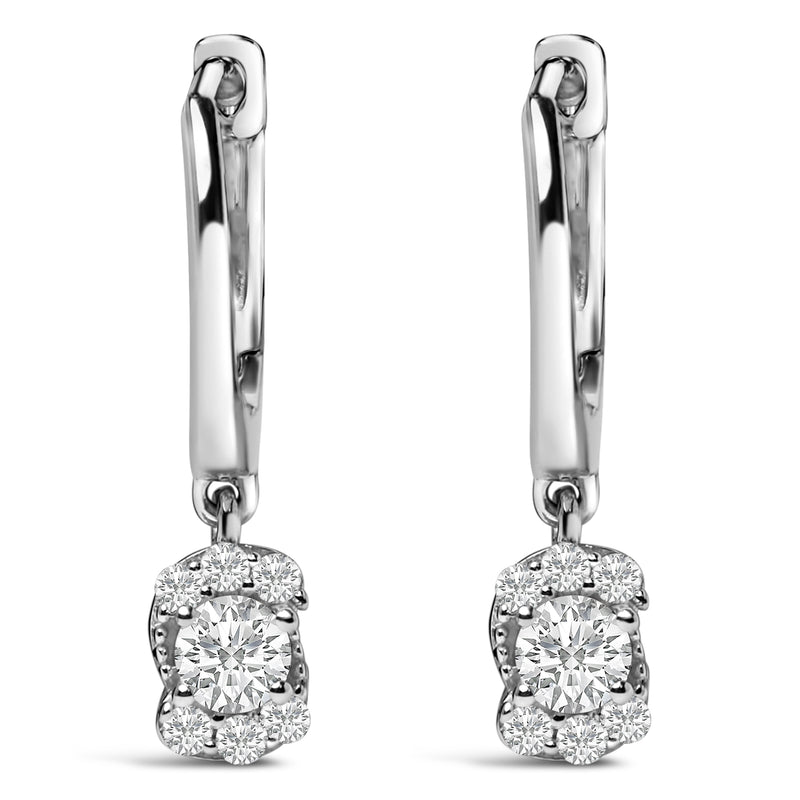 Bids.com Sterling Silver 1/2 Cttw Lab Grown Diamond Floral Cluster Drop Earrings Earrings