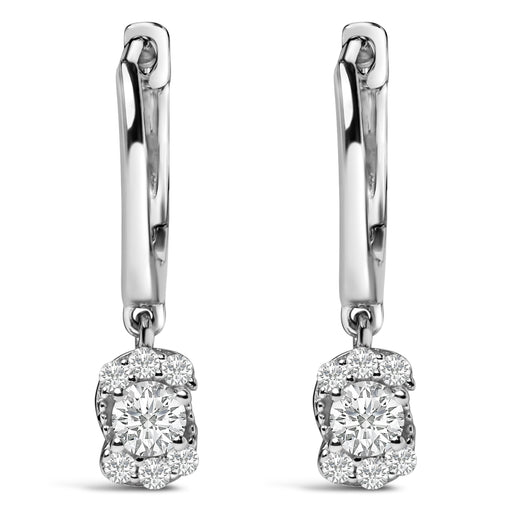 Bids.com Sterling Silver 1/2 Cttw Lab Grown Diamond Floral Cluster Drop Earrings Earrings