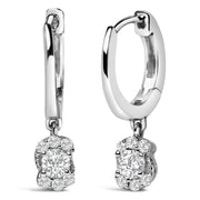 Bids.com Sterling Silver 1/2 Cttw Lab Grown Diamond Floral Cluster Drop Earrings Earrings