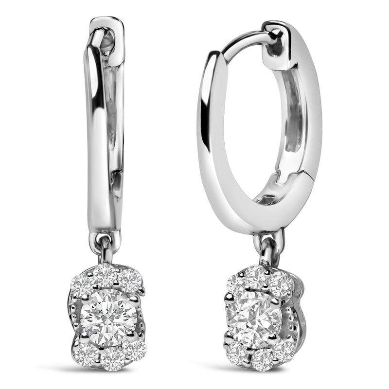 Bids.com Sterling Silver 1/2 Cttw Lab Grown Diamond Floral Cluster Drop Earrings Earrings