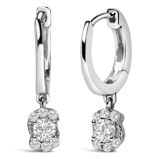 Bids.com Sterling Silver 1/2 Cttw Lab Grown Diamond Floral Cluster Drop Earrings Earrings