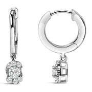 Bids.com Sterling Silver 1/2 Cttw Lab Grown Diamond Floral Cluster Drop Earrings Earrings