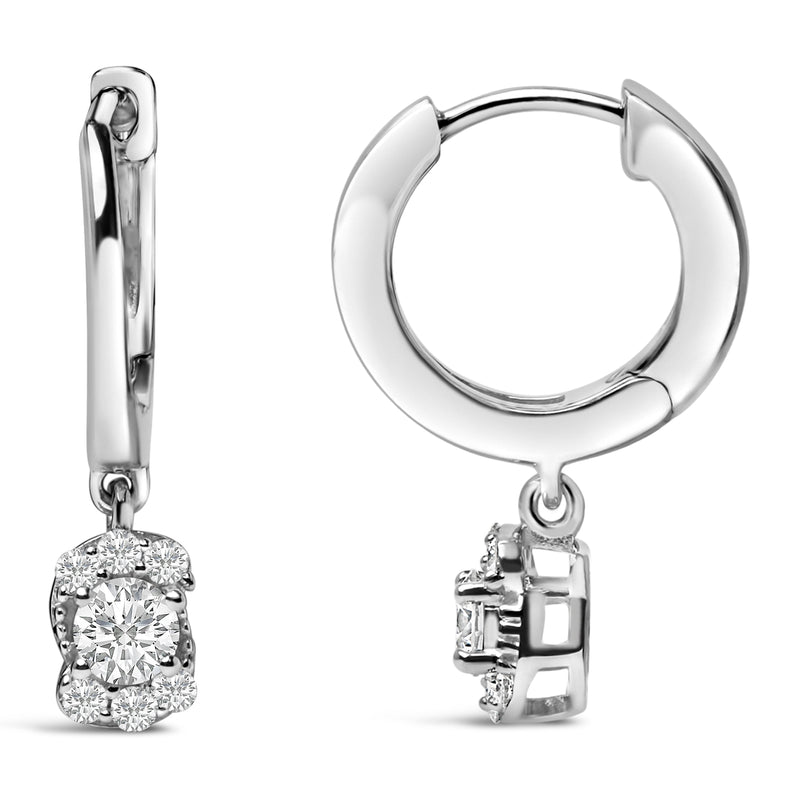 Bids.com Sterling Silver 1/2 Cttw Lab Grown Diamond Floral Cluster Drop Earrings Earrings