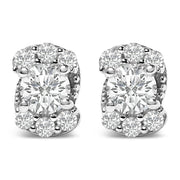 Bids.com Sterling Silver 1/3 Cttw Lab Grown Diamond Halo Swirl Stud Earrings Earrings