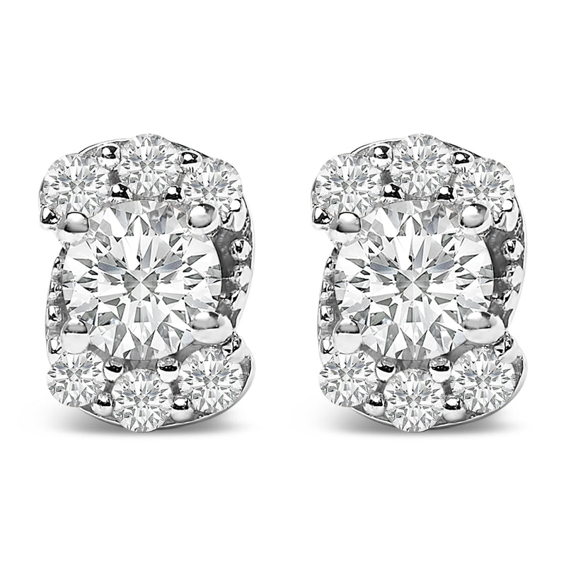 Bids.com Sterling Silver 1/3 Cttw Lab Grown Diamond Halo Swirl Stud Earrings Earrings