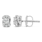 Bids.com Sterling Silver 1/3 Cttw Lab Grown Diamond Halo Swirl Stud Earrings Earrings