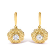 Bids.com 14K Yellow Gold Plated Sterling Silver 5/8 Cttw Lab Grown Diamond Flower Drop Earrings Earrings