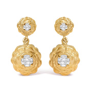 Bids.com 14K Yellow Gold Plated Sterling Silver 1/2 Cttw Lab Grown Diamond Rose Motif Drop Earrings Earrings