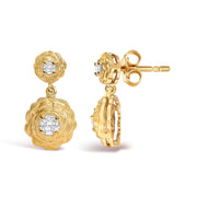 Bids.com 14K Yellow Gold Plated Sterling Silver 1/2 Cttw Lab Grown Diamond Rose Motif Drop Earrings Earrings