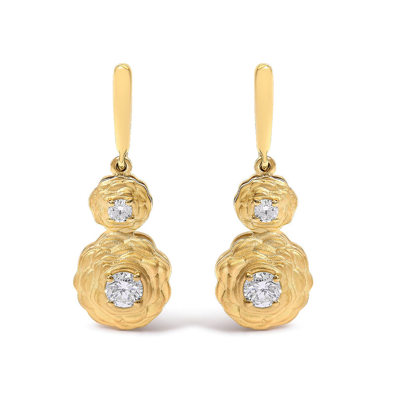 Bids.com 14K Yellow Gold Plated Sterling Silver 1/2 Cttw Lab Grown Diamond Matte Finish Drop Earrings Earrings
